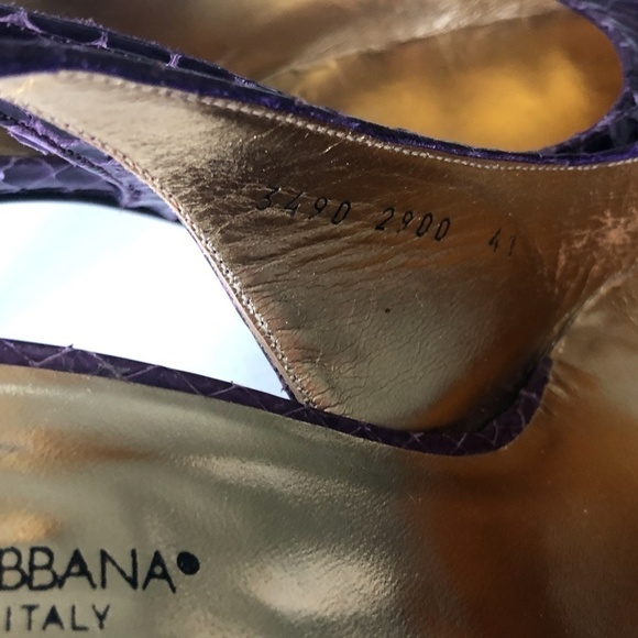 Dolce & Gabbana Purple Snake Slingback Heels 11 - Picture 7 of 8